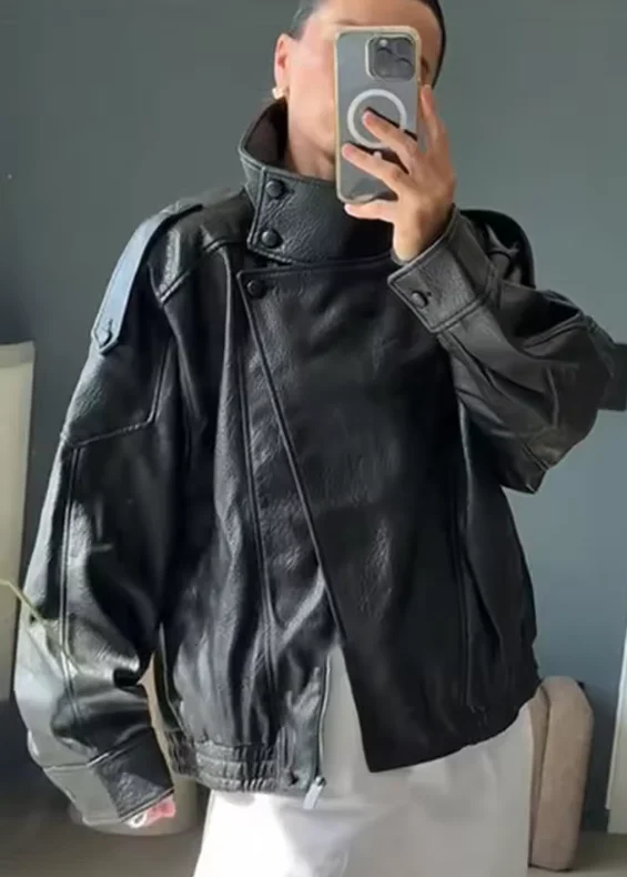 Damenjacke, Herbst 2022, neue schwarze Langarm-Jacke aus – Bild 6