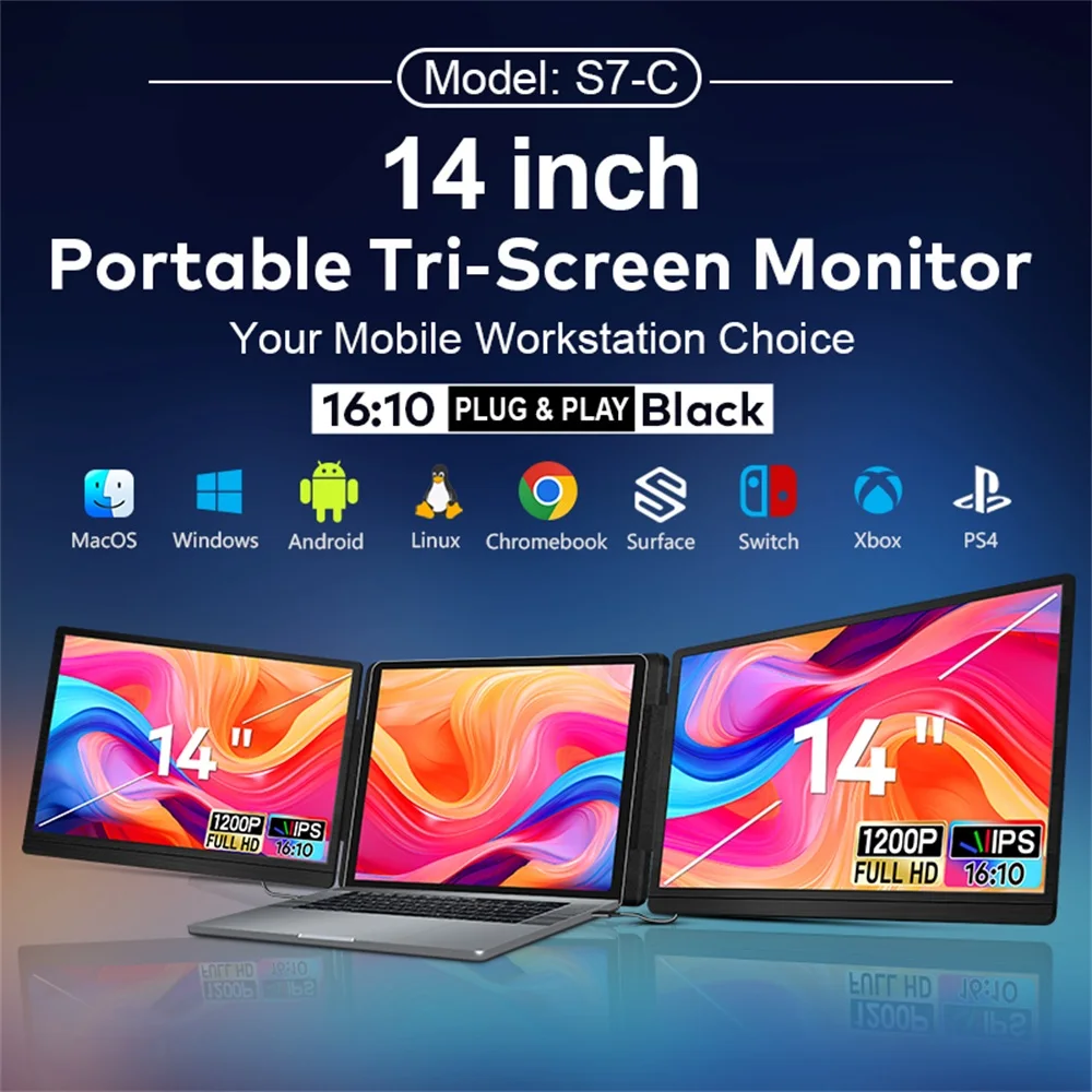 Rospider 14- bis 16-Zoll-Dual-Screen-Extender-Display FHD IPS – Bild 2