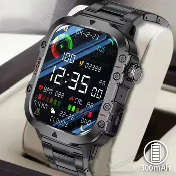 2026 Robuste Militär-Smartwatch für Herren, Outdoor-Uhr, LED-Taschenlampe, 2,01 Zoll HD-Touchscreen, Stimme