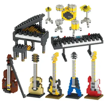 Moc Musik instrument Bausteine Musik serie abs Kunststoff Mini Klavier Gitarre DIY Montage Ziegel Kinder