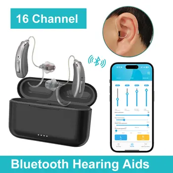 Wiederaufladbare Hörgeräte für Senioren und Erwachsene. Fortschrittliche 16-Kanal-Bluetooth-Hörgeräte