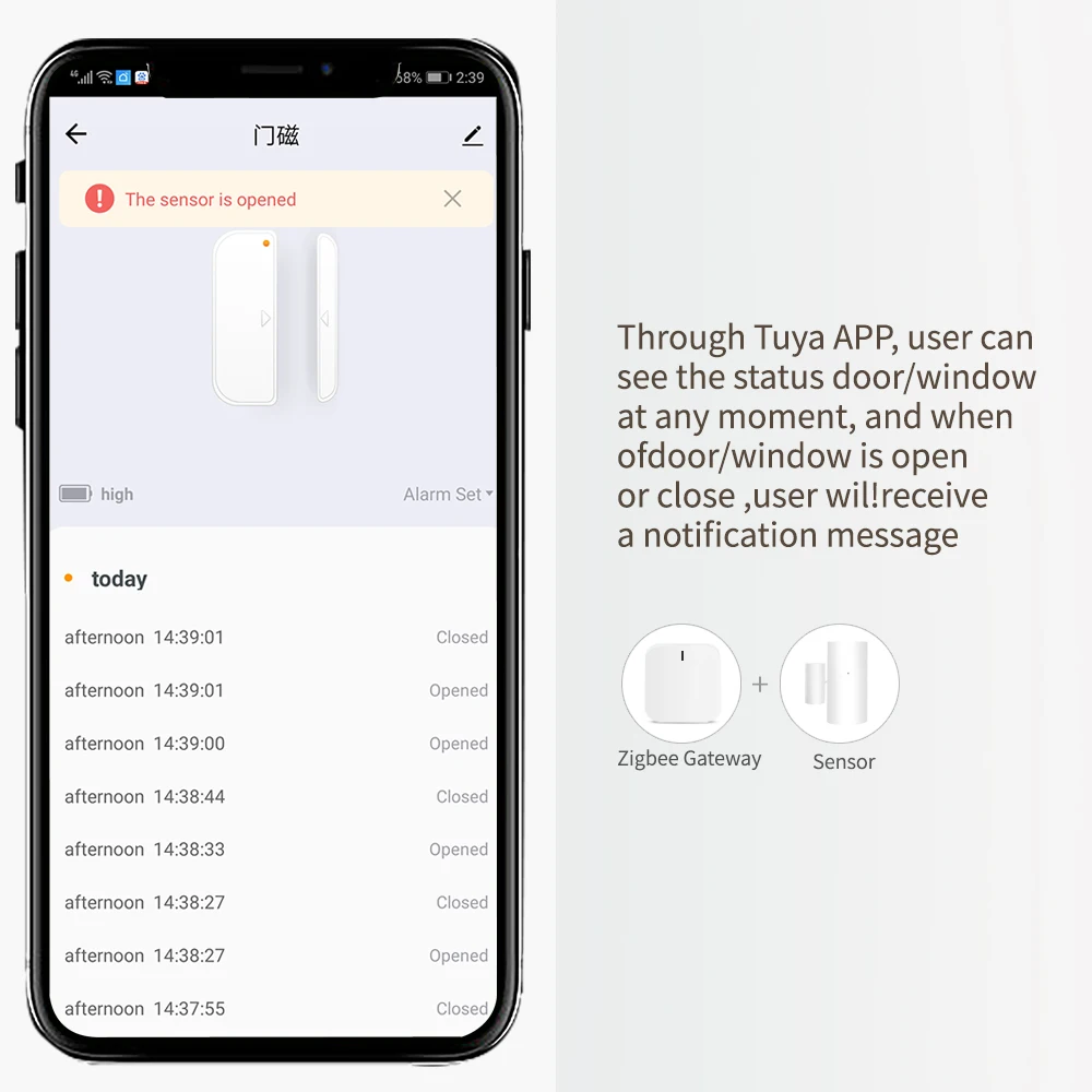 Tuya WiFi Smart Tür- und Fenstersensor Drahtloser – Bild 5