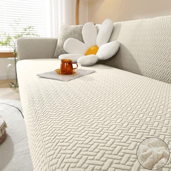 Elastischer Sofabezug aus Jacquard für Wohnzimmer, Schonbezüge, Stretch-Polarfleece, Sesselschutz, L-förmiges
