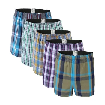 Boxer Männer Dünne Sommer Unterwäsche Baumwolle Mann Große Größe Kurze Atmungsaktive Plaid Flexible (5 Stück)