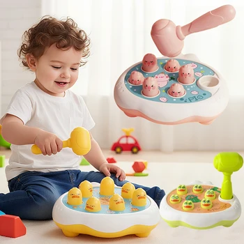 Montessori Babys pielzeug Cartoon Tier Thema Klopfen Spiel Eltern Kind Brett Hämmern Spiel Kleinkind
