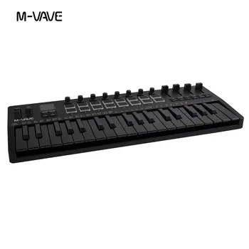 M-VAVE SMK-37 PRO Keyboard MIDI-Controller 37 Tasten 16 RGB-Pads & 8 Drehregler Unterstützt Drahtlose
