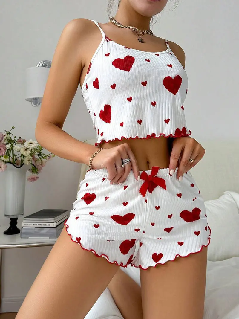 2-teiliges Set für Damen, Pyjama-Shorts, Anzug, Homewear – Bild 6