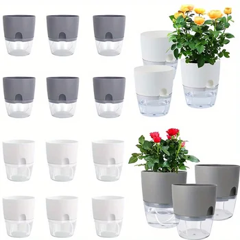 Selbst Bewässerung Kunststoff Blumentopf Doppel Schicht Hydrokultur Pflanzen Bonsai Topf Vasen Sukkulenten