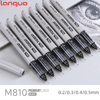 Languo Black Pigment Liner Gelstifte, 0,2/0,3/0,4/0,5 mm Stiftspitzengröße, wasserbasierte Tinte