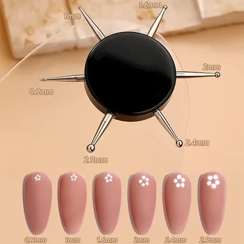 6-in-1 kreisförmige Punktierwerkzeuge, professionelle Nail Art Tip Dot Painting Embossing Tracing Disc Nail