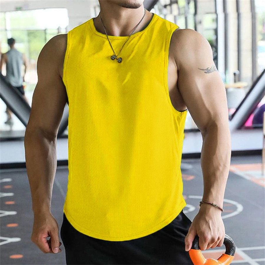 2024 neue Männer Tanktops ärmelloses Hemd Polyester Mesh – Bild 4