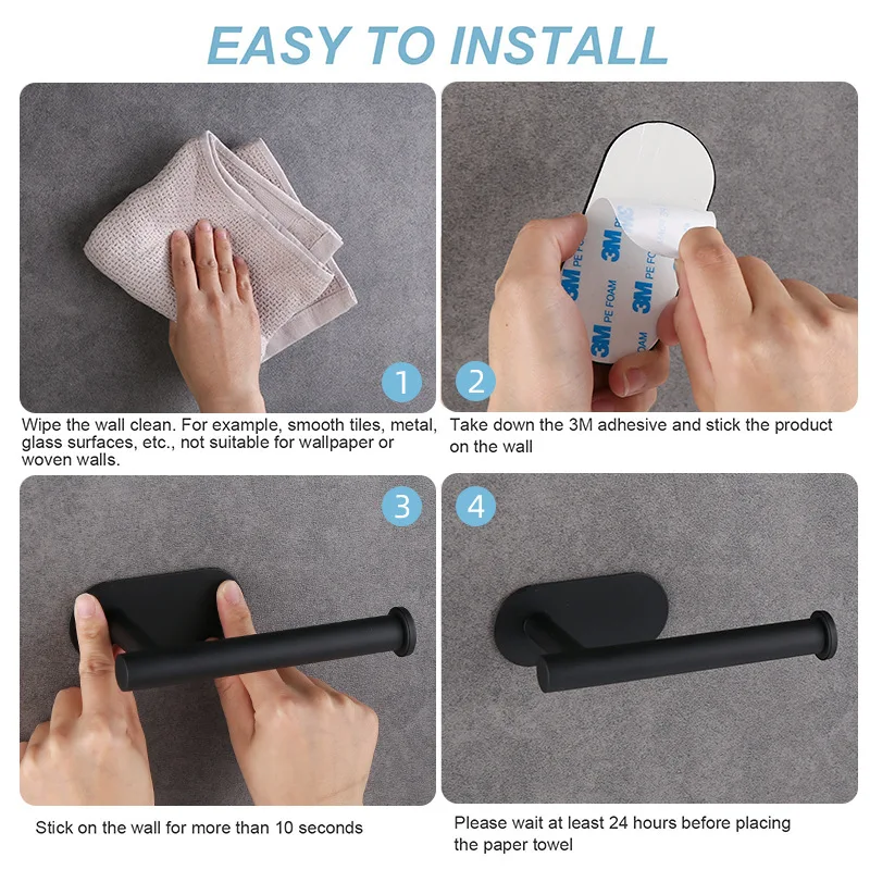Selbstklebender Toilettenpapierhalter aus Edelstahl – Bild 3