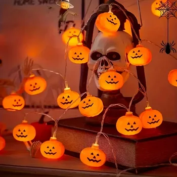 10/20 LED 3D Kürbis String Licht Halloween Atmosphäre Dekorative Lampe Batterie Betrieben Für Home