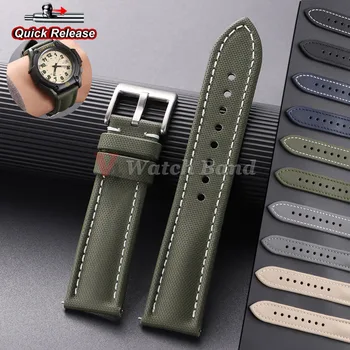 Premium Segeltuch-Uhrenarmband für Blancpain Uhren, Wasserdichtes Canvas-Nylon Schnellverschluss-Armband 18mm