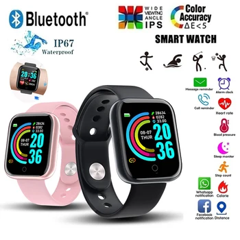 Y68 Farbe Bildschirm Schrittzähler Sport Uhren Armbänder D20 Herz Rate Blutdruck Fitness Smart Armband