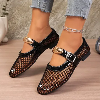 Damen Mesh-Ballettsandalen 2026 - Neuer Stil, bequem, runde Zehenpartie, atmungsaktiv, lässig, für den Sommer