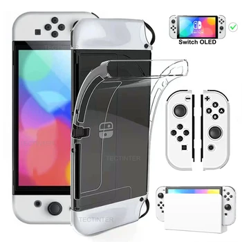 TPU Split Schutzhülle für Nintendo Switch Oled Spielkonsole Joypad Transparente Haut Abdeckung Klarer