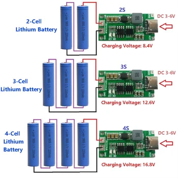 Mehrzellen 2S 3S 4S Typ-C bis 8,4 V 12,6 V 16,8 V Step-Up Boost LiPo Polymer Li-Ion Ladegerät 7,4 V 11,1 V