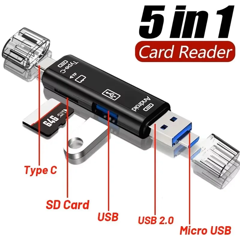 5-in-1 USB-C OTG Adapter mit SD/TF Kartenleser, USB und – Bild 4