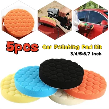 3/4/5/6/7 zoll 5 stücke Auto Polieren Pad Kit Auto Selbst-Kleber Polieren Wachsen schwamm Rad Polieren Pad