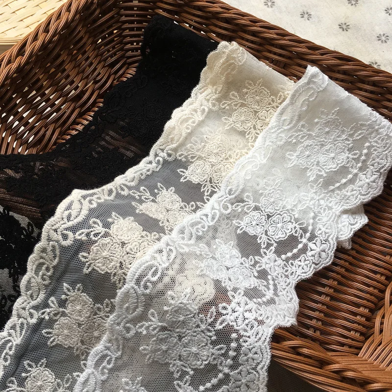 1 Yard weißer, schwarzer, beiger Blumen-Spitzenstoff zum – Bild 5