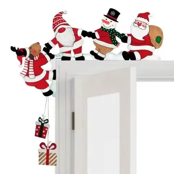 2026 Hölzerne Weihnachts-Türeckendekoration, Santa-Schneemann-Rentier-Cartoon-Hängeanhänger