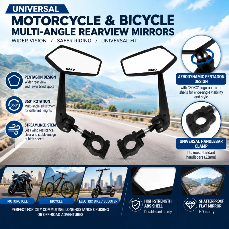 Universal Fahrrad Lenker Spiegel Motorrad Rückspiegel HD