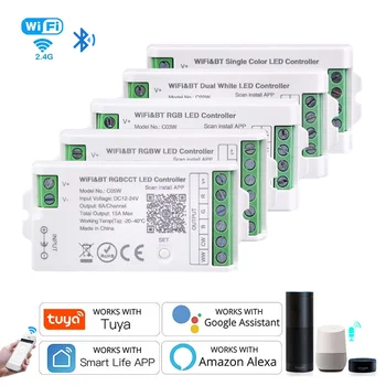 Tuya WiFi LED Controller Alexa Google Home Sprachsteuerung RGB RGBW CCT LED Streifen Smart Controller APP BT