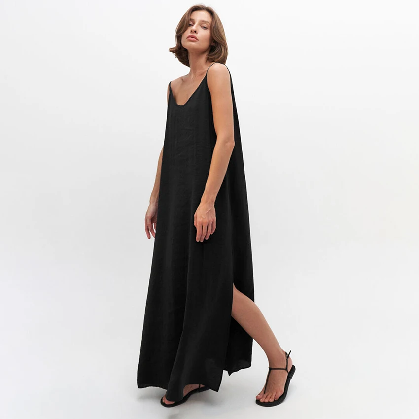 HiLoc Casual Lose Weiße Lange Kleid Robe 2025, Neue Sommer – Bild 5