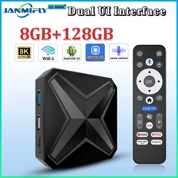 Smart-TV-Box Q1MINI+ Dual-UI-Schnittstelle Android 16 RK 3518 Google Assistant HD 8K Video Media Player