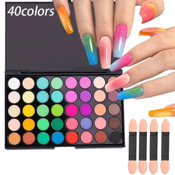 40 farben Feste Reiben Pulver Palette Set Atemberaubende Gradienten Wisch Klopfen Nagel Pigment Französisch