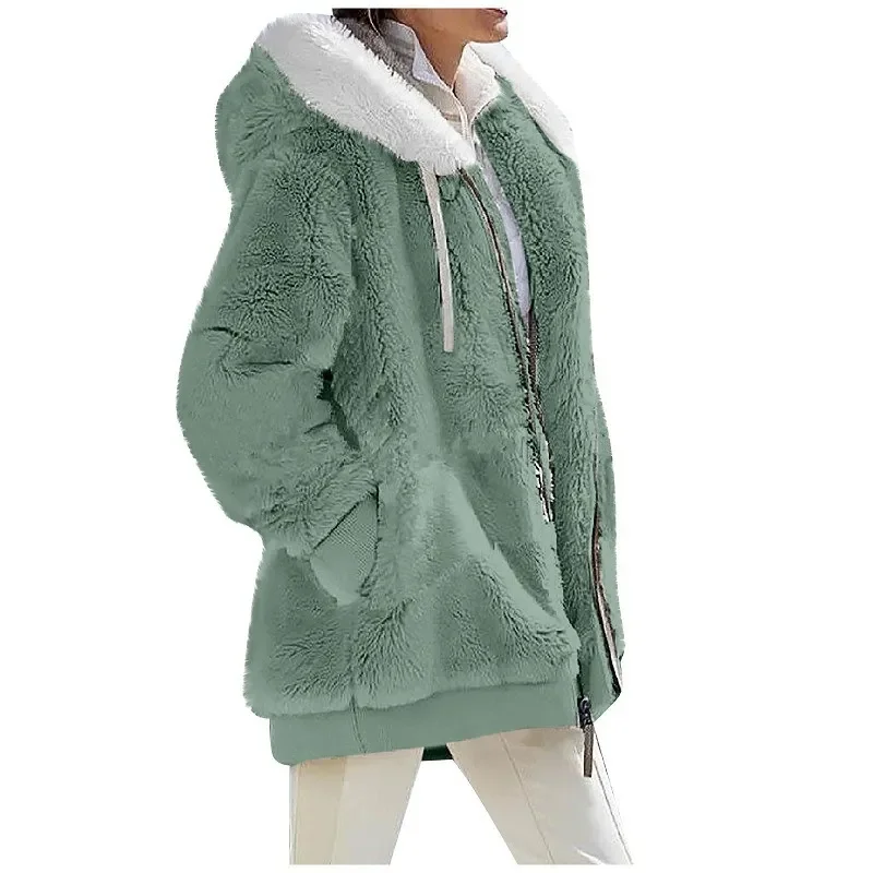 Herbst Winter Mode Damen mantel neue lässige Kapuze Reiß – Bild 5