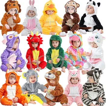 Cartoon Flanell Baby Strampler Einhorn Kaninchen Dinosaurier Pyjamas Baumwolle Baby Junge Mädchen Tier Kostüm