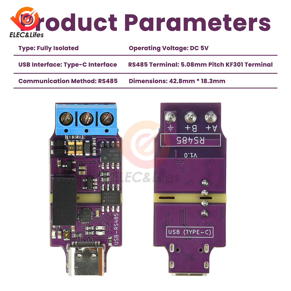 Magnetisch isolierter USB-zu-RS485-Adapter mit TVS-Schutz – Bild 2