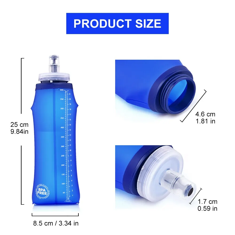 Wideea Camping 600ml Weich wasser flasche Trink sport Falt – Bild 2