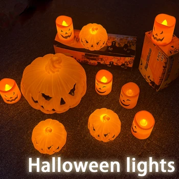Kürbis Laterne Kerze Licht Halloween Schädel Geist Gesicht Lampe Kinder Geschenk für Schlafzimmer Garten Party