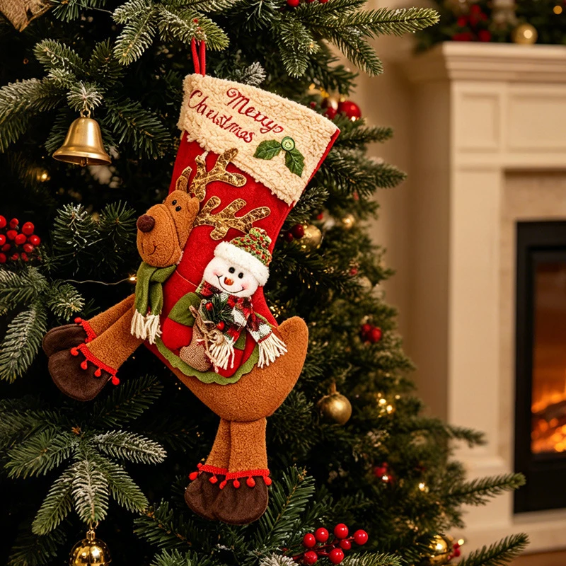 Weihnachtsstrümpfe Niedliche Geschenktasche aus Plüsch mit – Bild 5