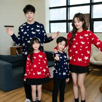 Weihnachtspullover für die ganze Familie, Mutter und Tochter, passende Strickwaren, Papa und Sohn, Pullover