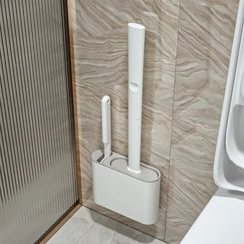 Silikon-Toilettenbürsten-Reinigungsbürste, flacher Kopf, flexibel, zur Wandmontage