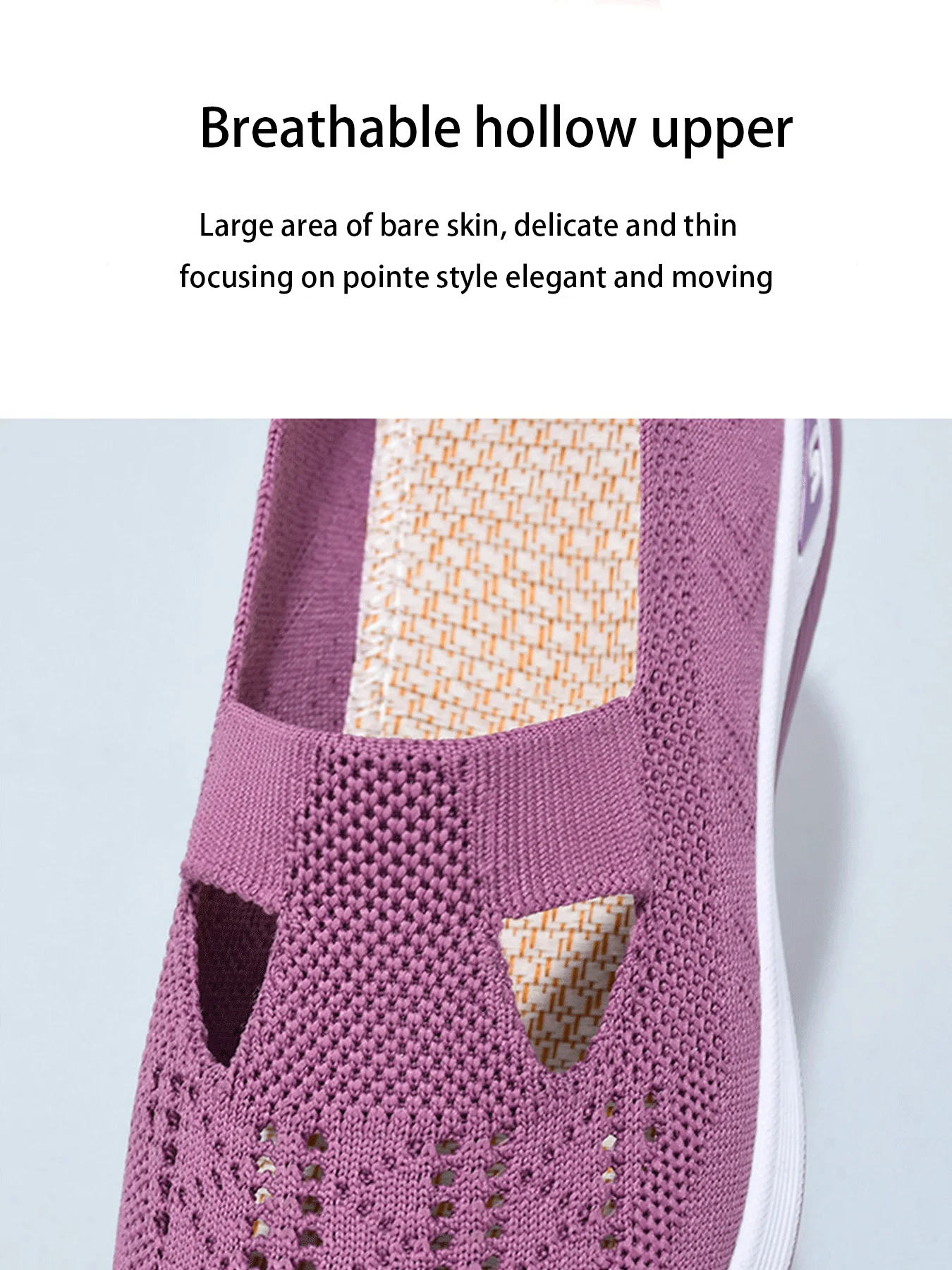 Damenschuhe, einfarbig, atmungsaktive Sneakers, lässige – Bild 5