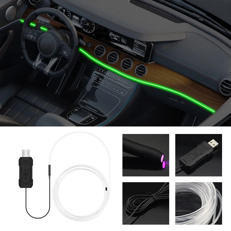 1/2/3/4/5M Auto Innen RGB LED Licht Streifen Umgebungs Neon – Bild 4