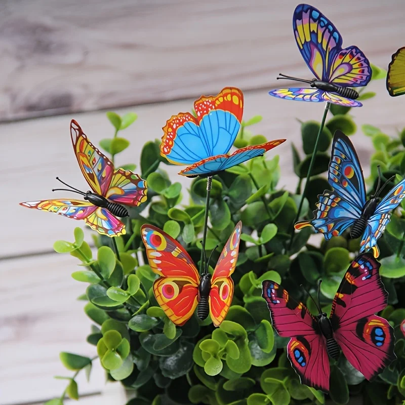 10 bunte Schmetterlingspfähle, 3D-künstliches – Bild 6
