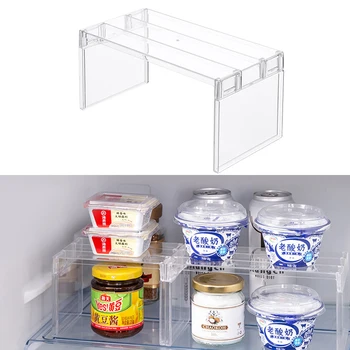 Kühlschrank-Organizer, Lagerregal, Kühlschrank, geschichtete Trennregale, transparenter Desktop-Ständer