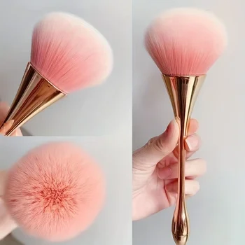 Roségoldener Fächer-Make-up-Pinsel, Kosmetikpinsel, loser Puderpinsel, Hervorhebungspinsel, Rougepinsel