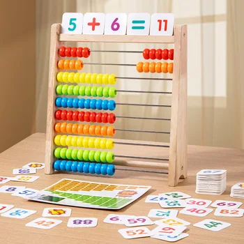 Klassisches pädagogisches Zählspielzeug aus Holz, 100 Perlen, Vorschule, Mathematik, Lernspielzeug