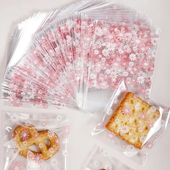 Kunststoff-Verpackungsbeutel, selbstklebende Blumenbeutel für Kekse, Süßigkeiten, Kekse, Schmuck (100 Stück)