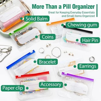 7-Tage-Pillenorganizer, wasserdichte wöchentliche Medikamentenbox, 14 farblich gekennzeichnete Beutel, zweimal