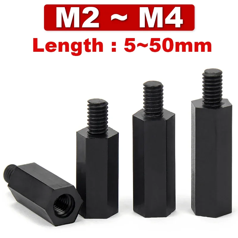M2 M2,5 M3 M4 schwarz Nylon Sechskant männlich weiblich