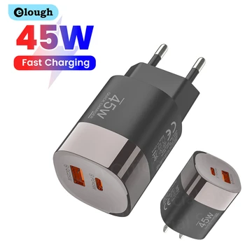 Elough 45 W USB Typ C Telefon Ladegerät Super Schnelle Ladung 2 Port Wand Ladegerät USB PD Adapter Für iPhone