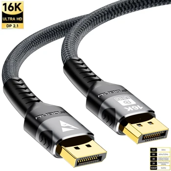 DisplayPort-Kabel 2.1 16K DP-Kabel mit geflochtenem Nylon 16K@30Hz 8K@60Hz HDR FreeSync-Videokabel